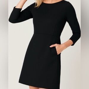 New SPANX Perfect Shift Dress Sz L Black Long Sleeve zippered cuffs Pockets